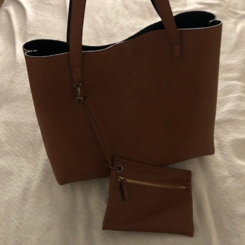 Reversible Leather Tote & Wristlet